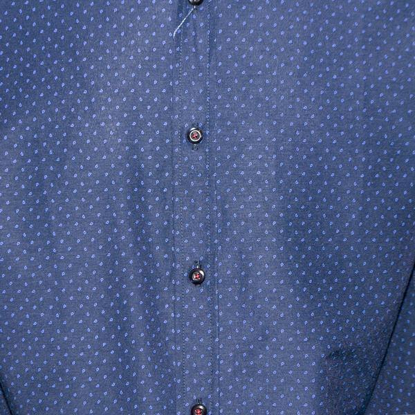Ανδρικό Πουκάμισο Εμπριμέ "Morning walk" Oxygen Slim Fit Royal λεπτομέρεια σχεδίου - eguana.gr