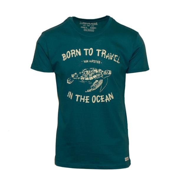 Ανδρικό T-Shirt "Born To Travel" Van Hipster - eguana.gr